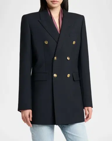 Saint Laurent Wool Gabardine Double-Breasted Jacket | Thumbnail 4 Saint Laurent Wool Gabardine Double-Breasted Jacket | Thumbnail 4
