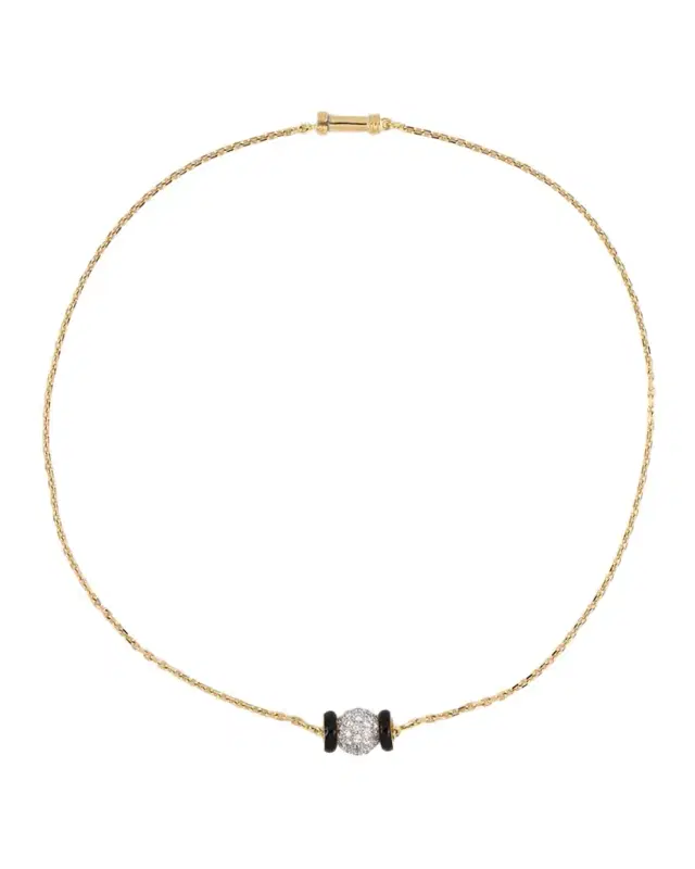 Estate Webb 18K Yellow Gold and Platinum Diamond Ball Pendant Necklace