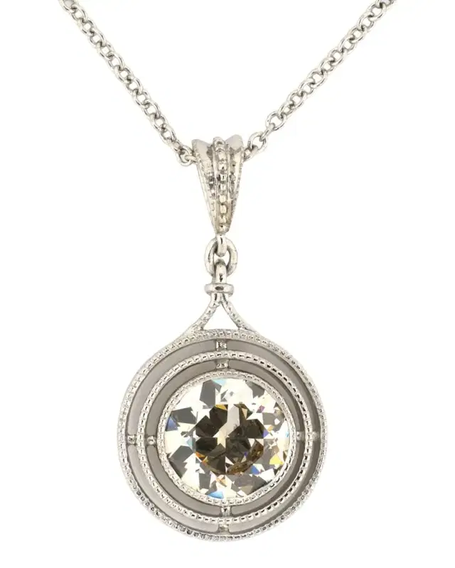 Estate Platinum Diamond Tiered Merry Window Pendant Necklace