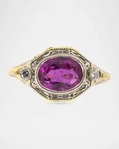 NM Estate Estate 14K Yellow Gold Diamond and Pink Sapphire Edwardian Ring, Size 6.25 | Thumbnail 3 NM Estate Estate 14K Yellow Gold Diamond and Pink Sapphire Edwardian Ring, Size 6.25 | Thumbnail 3
