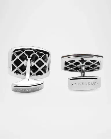 Tateossian Men's Turritella Agate and Sterling Silver Rectangle Cufflinks | Thumbnail 2