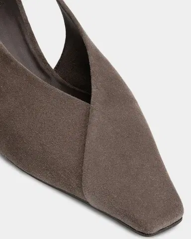 Brunello Cucinelli Suede Snip-Toe Slingback Pumps | Thumbnail 3