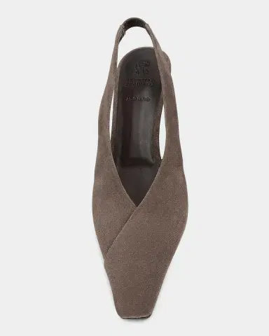 Brunello Cucinelli Suede Snip-Toe Slingback Pumps | Thumbnail 4