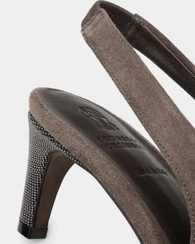 Brunello Cucinelli Suede Snip-Toe Slingback Pumps | Thumbnail 6