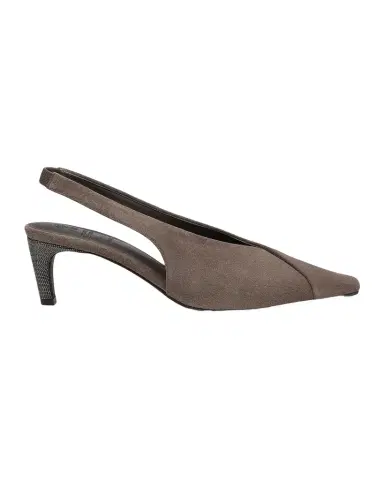 Brunello Cucinelli Suede Snip-Toe Slingback Pumps | Thumbnail 1