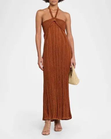 Zimmermann Indra Metallic Halter Dress | Thumbnail 4 Zimmermann Indra Metallic Halter Dress | Thumbnail 4