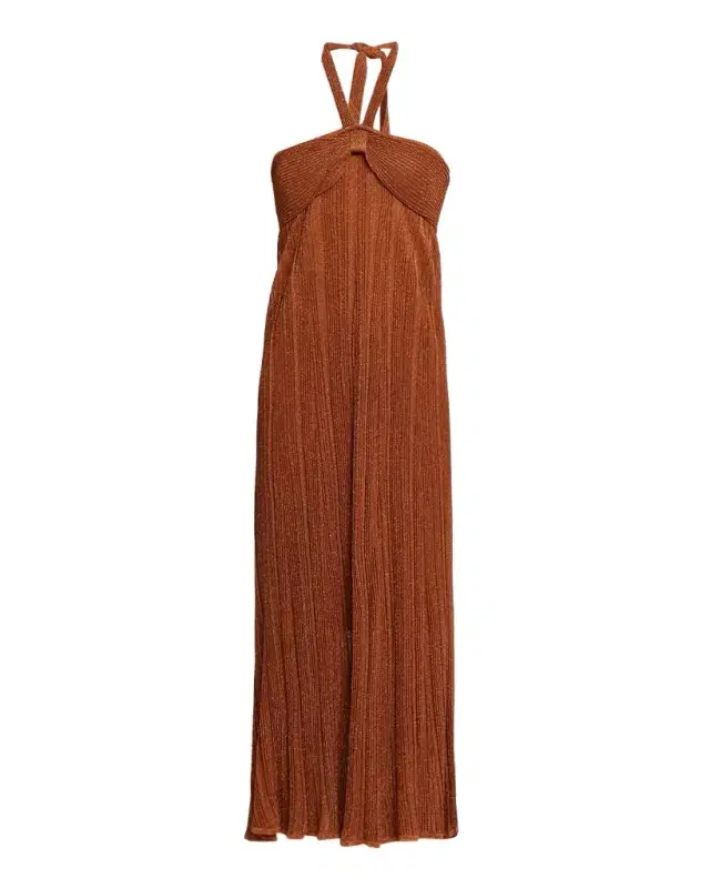 Zimmermann Indra Metallic Halter Dress