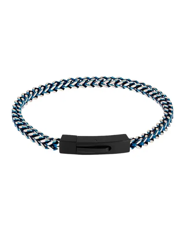 Men 's Chevron Click Bracelet In Matte Blue Black
