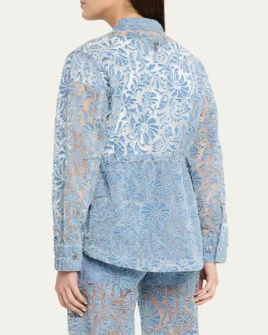 Veronica Beard Lane Sheer Floral Denim Jacket | Thumbnail 3 Veronica Beard Lane Sheer Floral Denim Jacket | Thumbnail 3