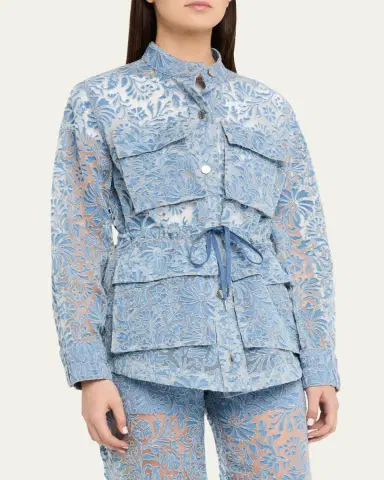 Veronica Beard Lane Sheer Floral Denim Jacket | Thumbnail 4 Veronica Beard Lane Sheer Floral Denim Jacket | Thumbnail 4