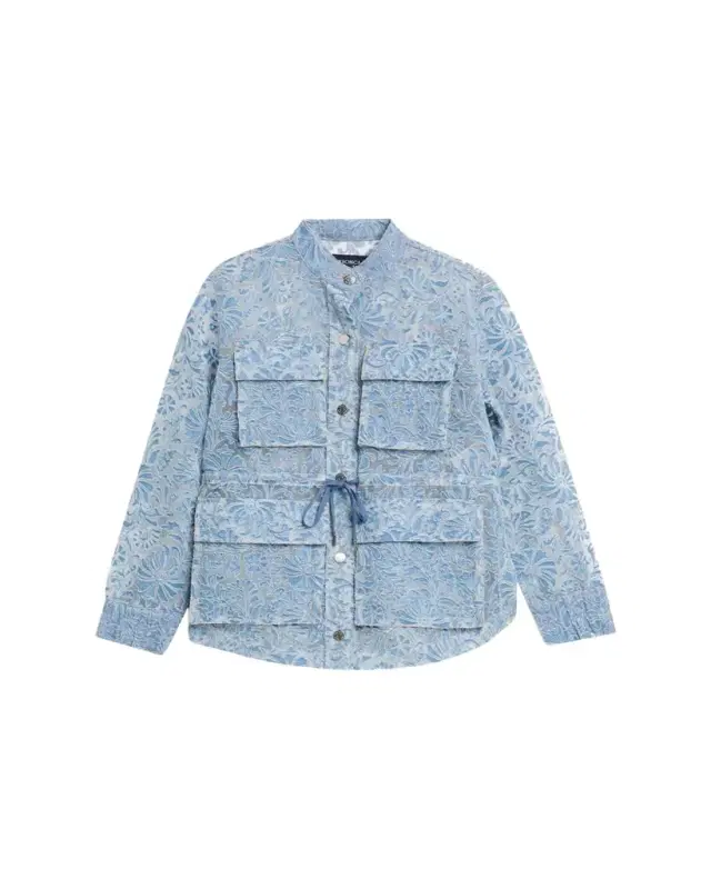Lane Sheer Floral Denim Jacket