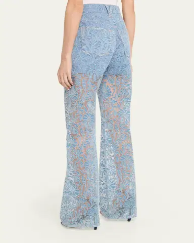 Veronica Beard Taylor Sheer Floral Wide-Leg Jeans | Thumbnail 3 Veronica Beard Taylor Sheer Floral Wide-Leg Jeans | Thumbnail 3