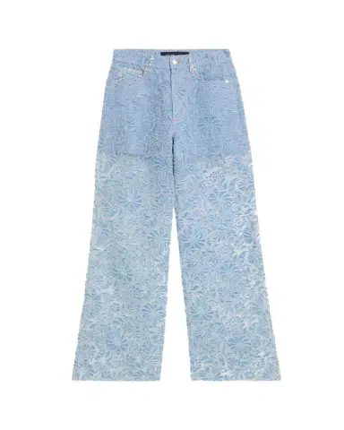 Veronica Beard Taylor Sheer Floral Wide-Leg Jeans | Thumbnail 1 Veronica Beard Taylor Sheer Floral Wide-Leg Jeans | Thumbnail 1