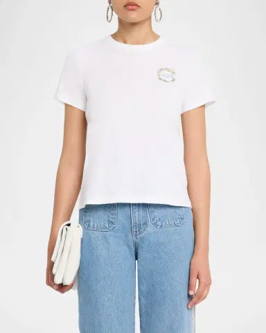 Veronica Beard Carl Embroidered Crewneck T-Shirt | Thumbnail 4