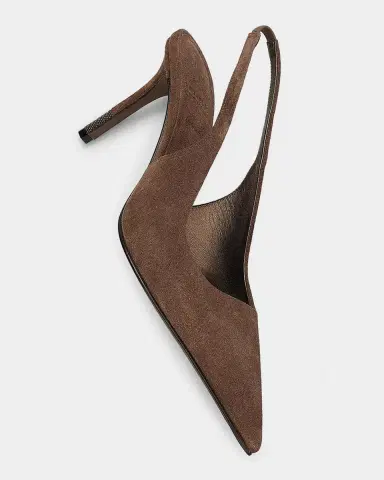 Brunello Cucinelli 100mm Suede Monili-Heel Slingback Pumps | Thumbnail 5 Brunello Cucinelli 100mm Suede Monili-Heel Slingback Pumps | Thumbnail 5