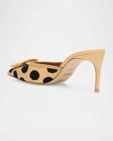 Malone Souliers 70mm Mona Polka-Dot Raffia Buckle Mules | Thumbnail 2 Malone Souliers 70mm Mona Polka-Dot Raffia Buckle Mules | Thumbnail 2