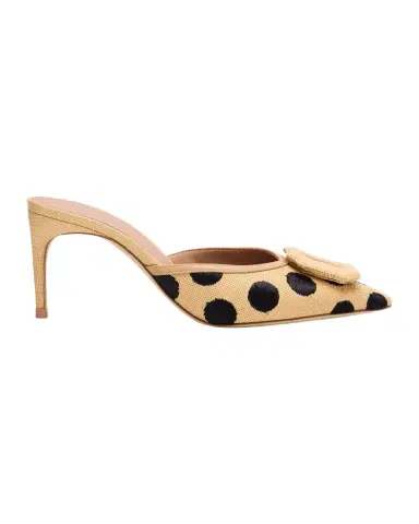 Malone Souliers 70mm Mona Polka-Dot Raffia Buckle Mules | Thumbnail 1 Malone Souliers 70mm Mona Polka-Dot Raffia Buckle Mules | Thumbnail 1
