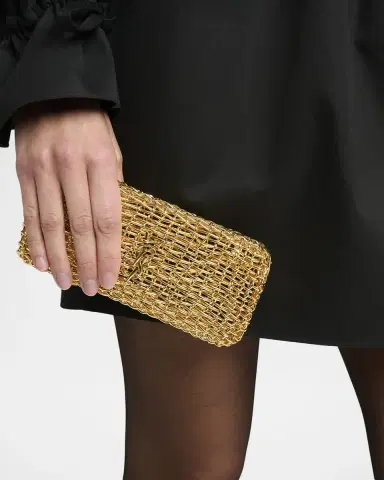 Saint Laurent Tresse Woven Brass Clutch Bag | Thumbnail 2 Saint Laurent Tresse Woven Brass Clutch Bag | Thumbnail 2