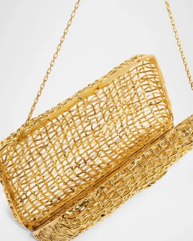 Saint Laurent Tresse Woven Brass Clutch Bag | Thumbnail 4 Saint Laurent Tresse Woven Brass Clutch Bag | Thumbnail 4