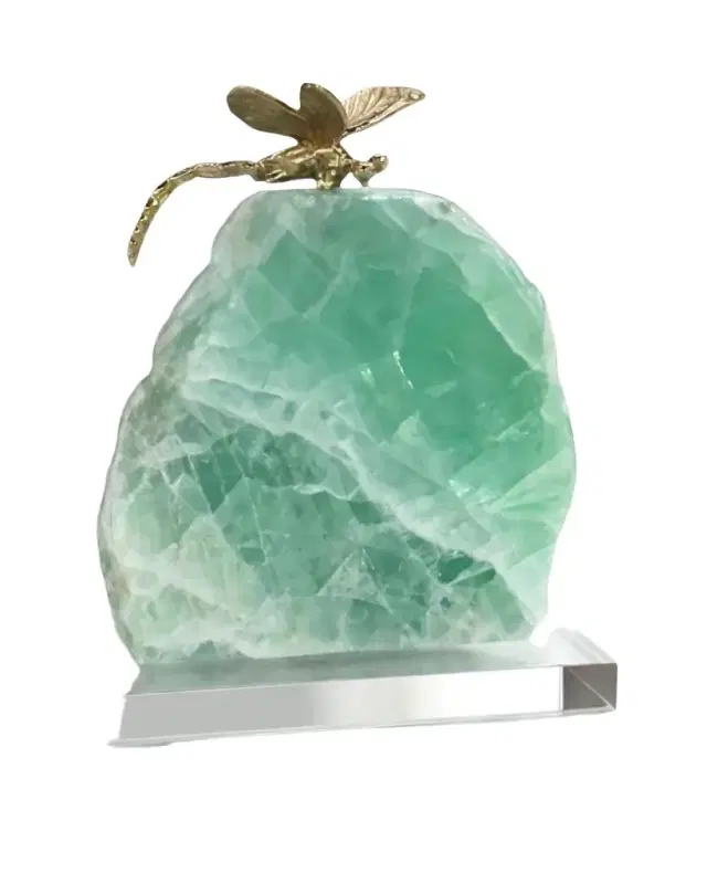 John-Richard Collection Brass Dragonfly Sculpture on Chlorophane II