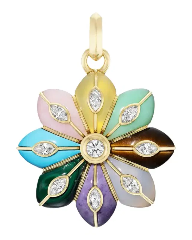 18K Large Bloom Inlay Pendant