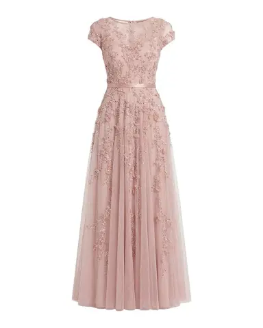 Mac Duggal Petite Floral Applique Cap-Sleeve A-Line Gown | Thumbnail 1