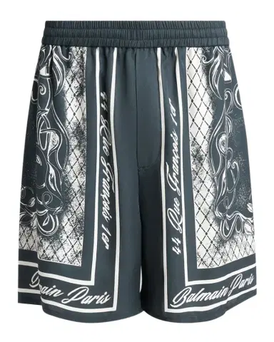 Balmain Men 's Viscose Foulard-Print Relaxed Pull-On Shorts | Thumbnail 1 Balmain Men 's Viscose Foulard-Print Relaxed Pull-On Shorts | Thumbnail 1