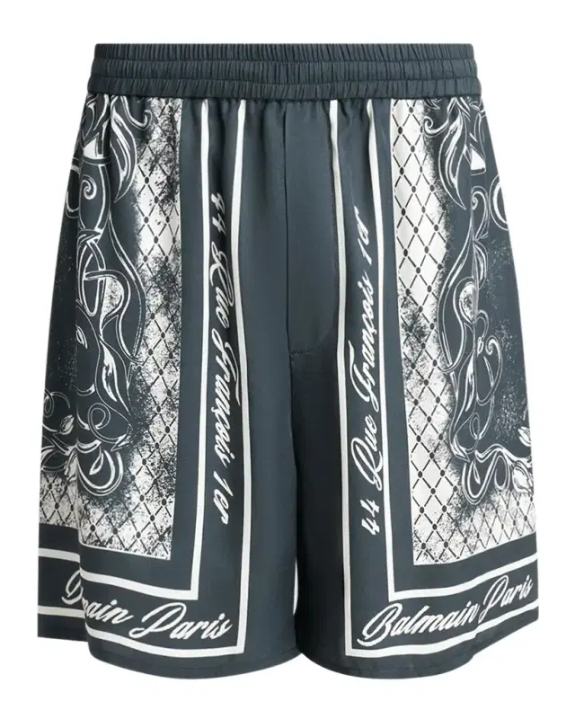 Men 's Viscose Foulard-Print Relaxed Pull-On Shorts