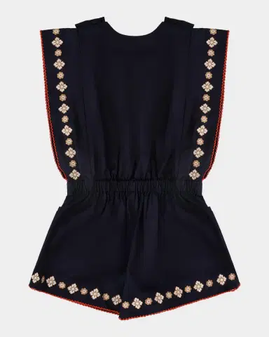 Zimmermann Girl's Aster Embroidered Short Playsuit, Size 1-12 | Thumbnail 2