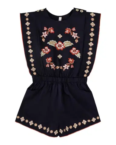 Zimmermann Girl's Aster Embroidered Short Playsuit, Size 1-12 | Thumbnail 3