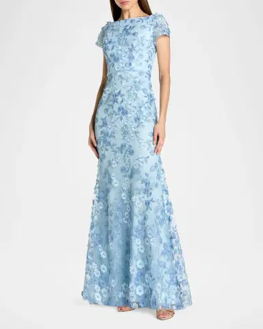 Mac Duggal Petite Floral-Embroidered Trumpet Gown | Thumbnail 2