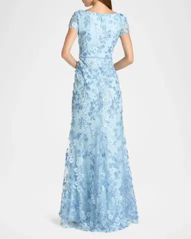 Mac Duggal Petite Floral-Embroidered Trumpet Gown | Thumbnail 3