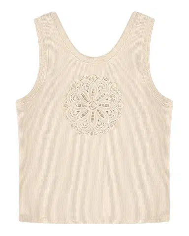 Zimmermann Girl's Aster Sleeveless Crochet Tee, Size 1-12 | Thumbnail 1