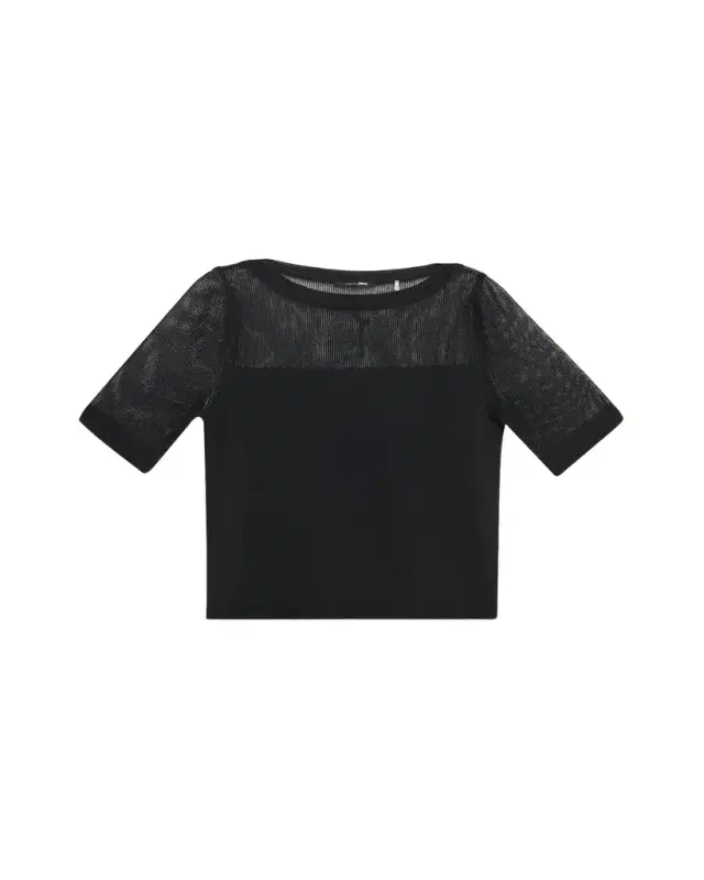 Romi Mesh-Yoke Knit Top