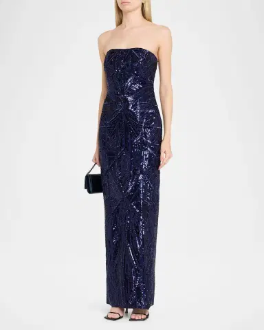 PAMELLA ROLAND Strapless Beaded Tulle Column Gown | Thumbnail 4