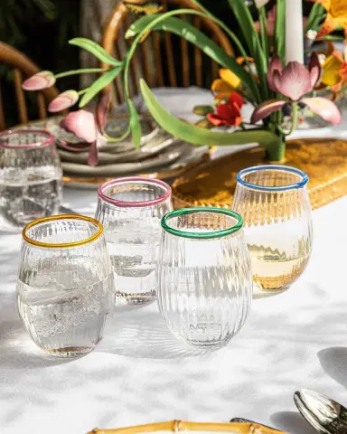 Juliska Nell Assorted 15 oz. Stemless Wine Glasses, Set of 4 | Thumbnail 9