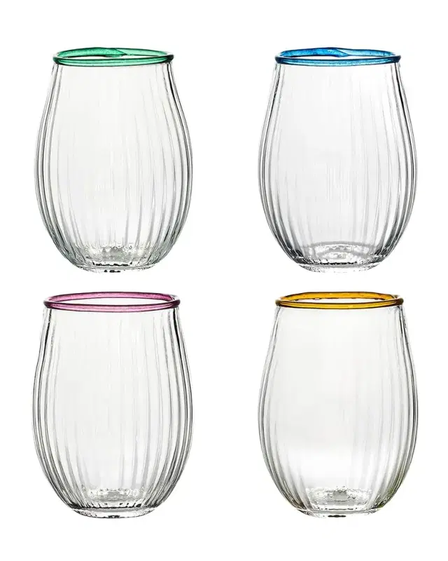 Juliska Nell Assorted 15 oz. Stemless Wine Glasses, Set of 4