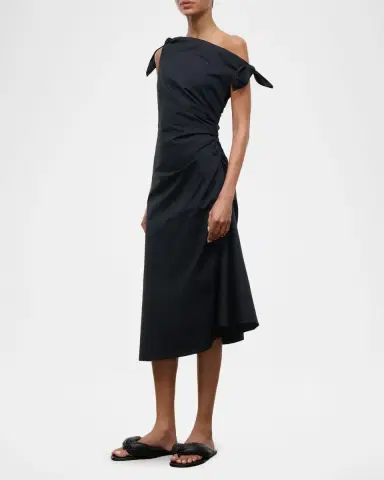 Staud Bellaria Asymmetric Midi Dress | Thumbnail 4