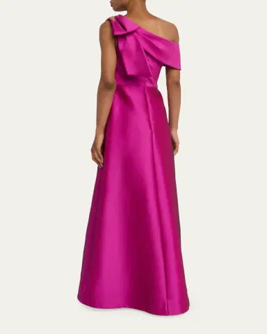 Rickie Freeman for Teri Jon Draped One-Shoulder Bow Gown | Thumbnail 3 Rickie Freeman for Teri Jon Draped One-Shoulder Bow Gown | Thumbnail 3