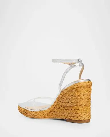 L'Agence 110mm Malone Metallic Leather Espadrille Wedge Sandals | Thumbnail 2 L'Agence 110mm Malone Metallic Leather Espadrille Wedge Sandals | Thumbnail 2