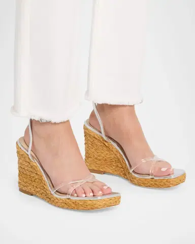 L'Agence 110mm Malone Metallic Leather Espadrille Wedge Sandals | Thumbnail 4 L'Agence 110mm Malone Metallic Leather Espadrille Wedge Sandals | Thumbnail 4