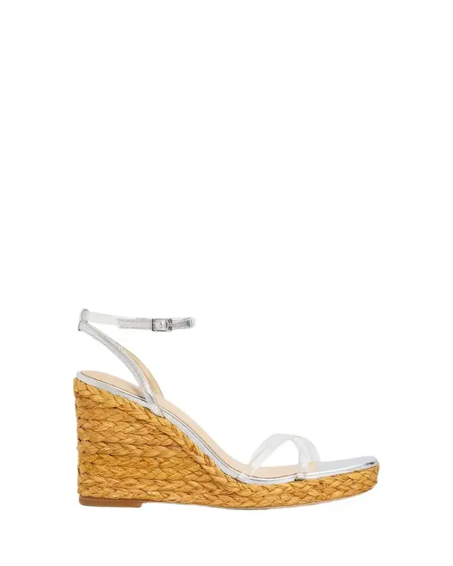 110mm Malone Metallic Leather Espadrille Wedge Sandals