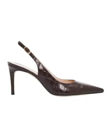 Stuart Weitzman 75mm Stuart Power Croc-Embossed Leather Slingback Pumps | Thumbnail 1