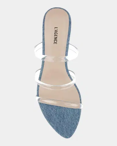 L'Agence 60mm Ludovica Denim Slide Sandals | Thumbnail 3 L'Agence 60mm Ludovica Denim Slide Sandals | Thumbnail 3