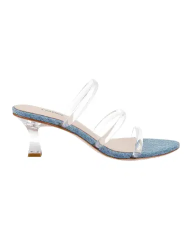 L'Agence 60mm Ludovica Denim Slide Sandals | Thumbnail 1 L'Agence 60mm Ludovica Denim Slide Sandals | Thumbnail 1