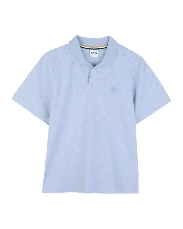 Boy 's Quilted-Effect Stretch Cotton Polo Shirt, Size 8-16