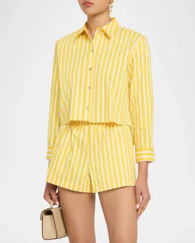 L'Agence Cosette Striped Cropped Shirt | Thumbnail 4 L'Agence Cosette Striped Cropped Shirt | Thumbnail 4