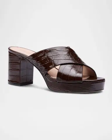 Stuart Weitzman 80mm Dayna Croc-Embossed Leather Platform Sandals | Thumbnail 2 Stuart Weitzman 80mm Dayna Croc-Embossed Leather Platform Sandals | Thumbnail 2