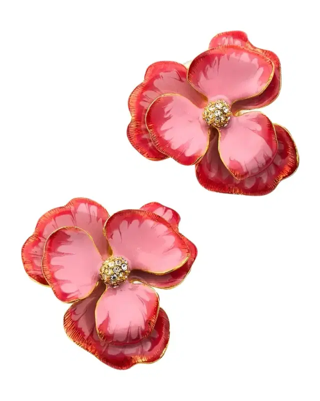 Crystal Center Flower Clip Earrings Crystal Center Flower Clip Earrings