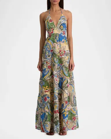 ALICE + OLIVIA Karolina Embroidered Halter Maxi Dress | Thumbnail 2
